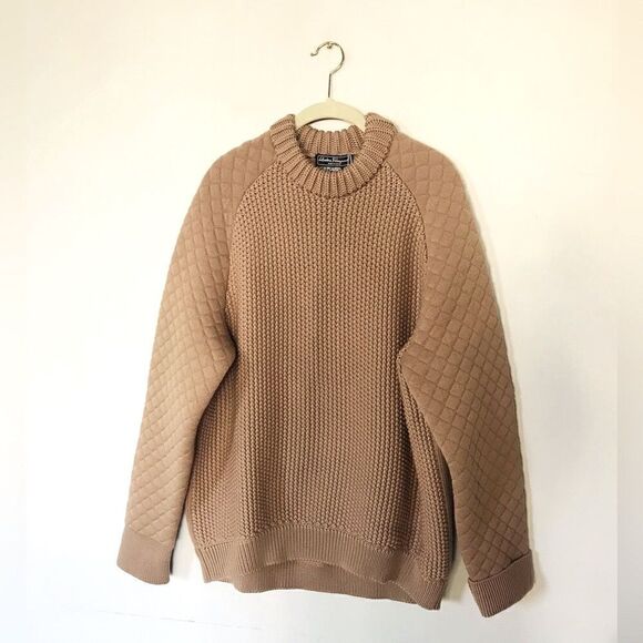 Salvatore Ferragamo | women’s chunky knit tan pullover sweater | size XL - Picture 1 of 6